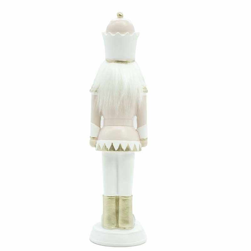 Schiaccianoci Natalizio in Poliresina Bianco e Rosa -  h.30,5  - stile